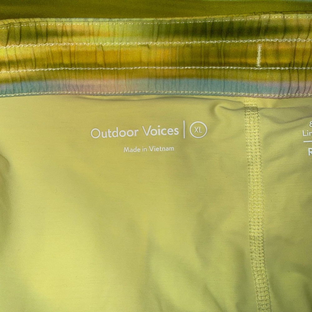 Outdoor Voices Skort Womens XL Green‎ Yellow Striped Activewear Zip Pocket - Picture 4 of 4